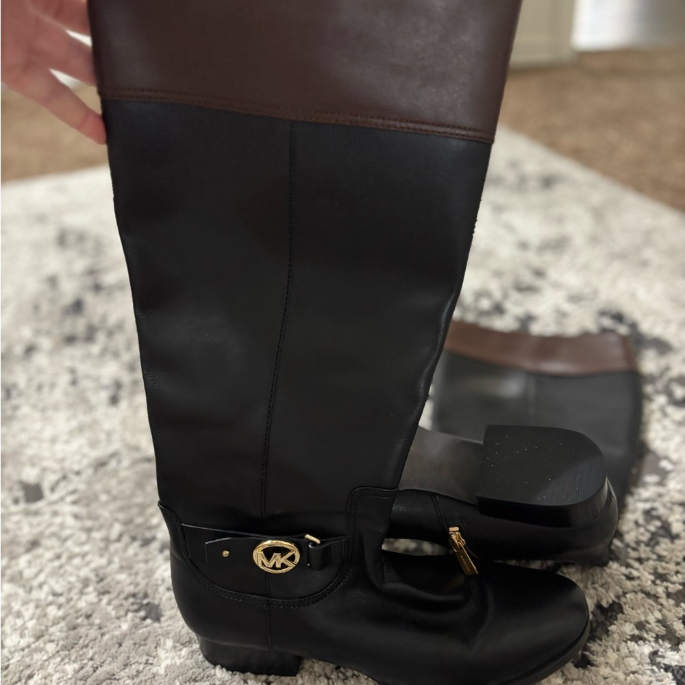Michael Kors Black and Brown Riding Boots